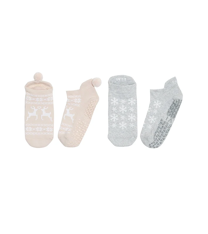 Tavi Savvy 2 Pack Yoga Grip Socks Soft Blush / Fog Pack / S