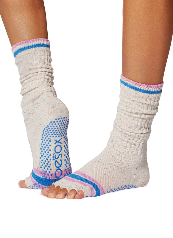 Toesox Slouch Half-Toe Grip Socks Paradise Navy Stripe / S