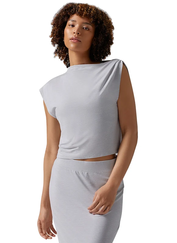 Tavi Brushed Tec Knit Asymmetrical Tee Ash / XS