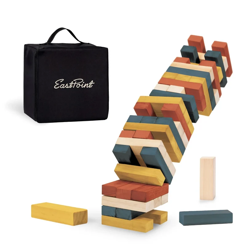 Wooden Stacking Game - 54 Oversized Blocks Open Box