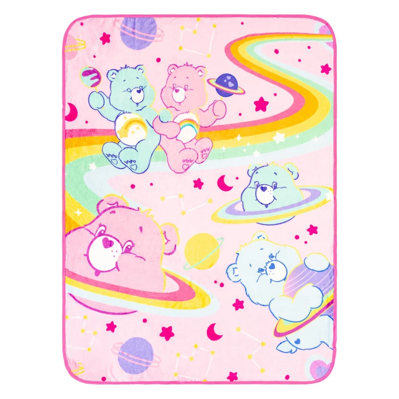 Care Bears Rainbow Cosmic Space Fleece Throw Blanket | 45 x 60 Inches
