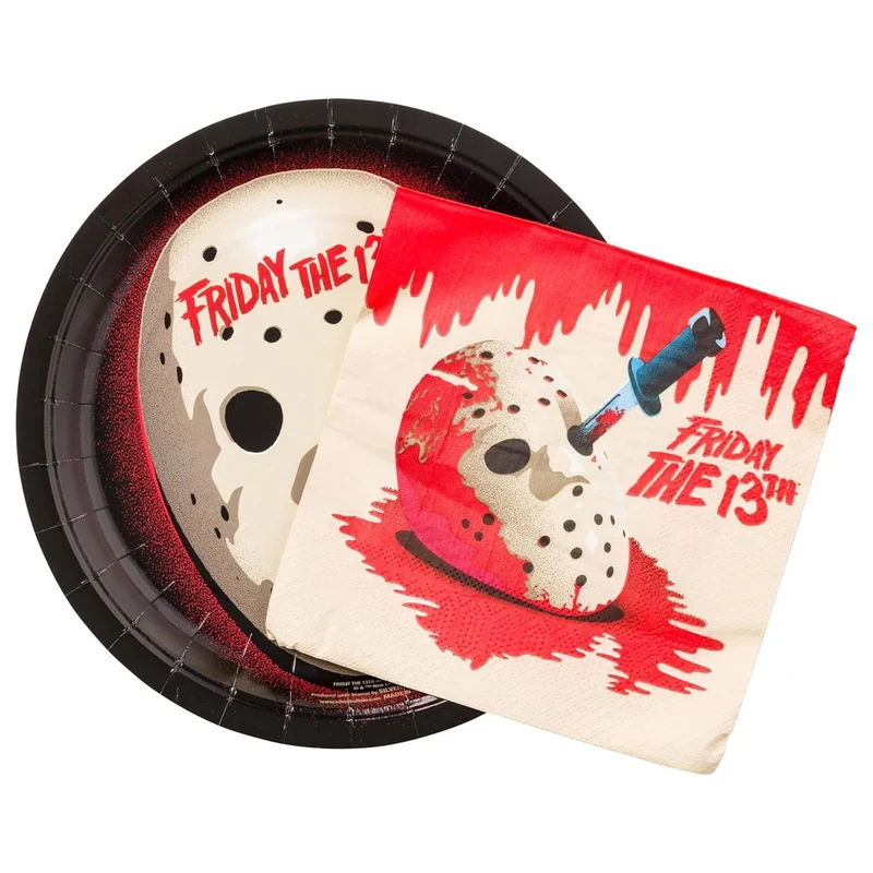 Friday The 13th Jason Voorhees 32-Piece Party Tableware Set | Plates, Napkins