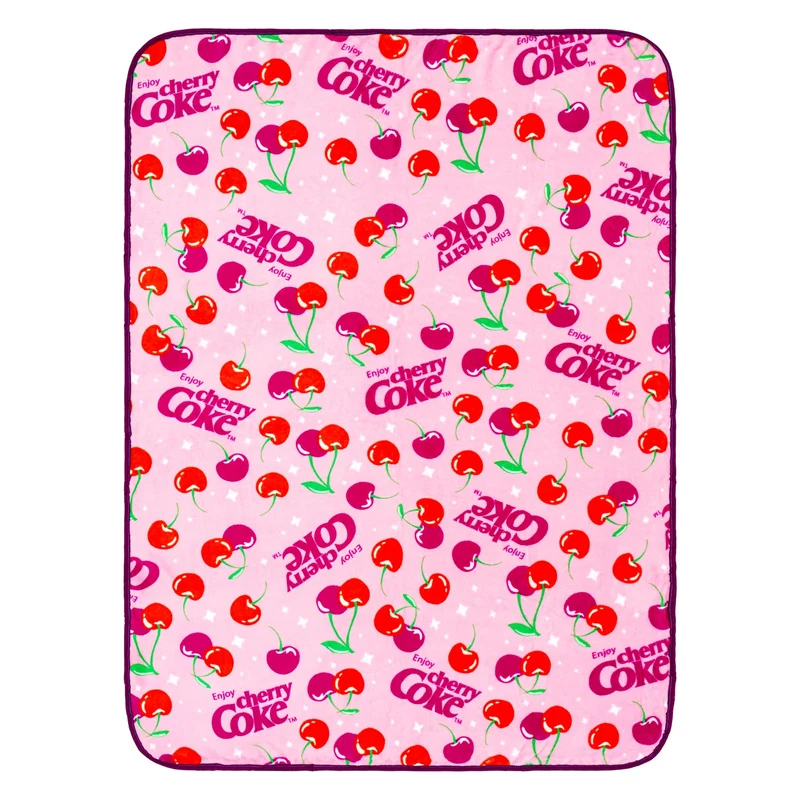 Coca-Cola Cherry Coke Logo Collage Fleece Throw Blanket | 45 x 60 Inches