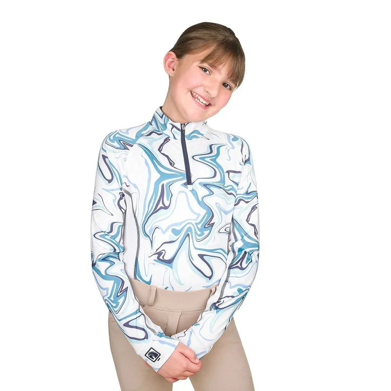 Romfh Kids Core 1/4 Zip Long Sleeve Print Sun Shirt Swirled Marble / X-Large
