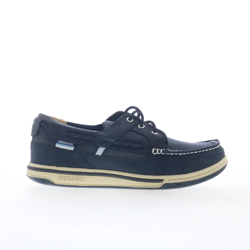 Sebago Triton Three Eyelets FGL Mens Blue Loafers & Slip Ons Boat Shoes 10