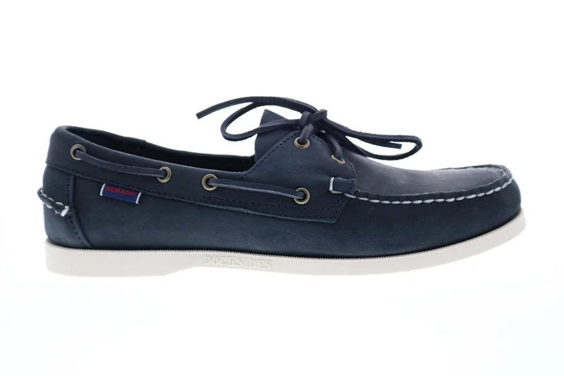 Sebago Docksides Portland Crazy Horse Mens Blue Narrow Loafers Boat Shoes 13