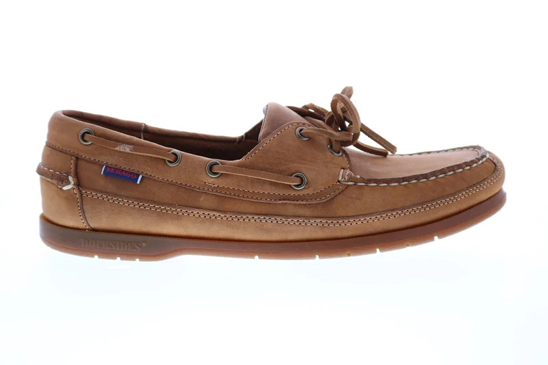 Sebago Schooner Crazy Horse Mens Brown Narrow Loafers & Slip Ons Boat Shoes 7
