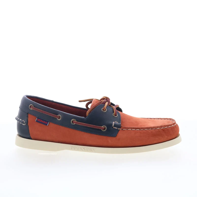 Sebago Docksides Portland Nubuck Waxy Mens Brown Loafers Boat Shoes 12