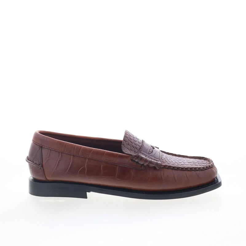 Sebago Madison Crocodile Womens Brown Loafers & Slip Ons Penny Shoes 6.5