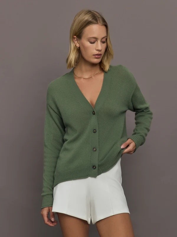 Whisper Featherweight Cardigan - Army Green Army Green / XS
