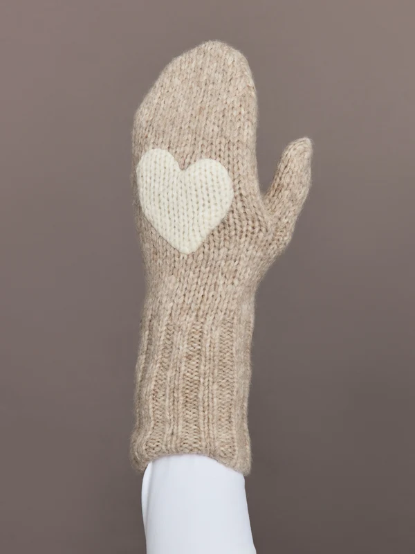 Patch Wool Mittens - Camel Camel / OS