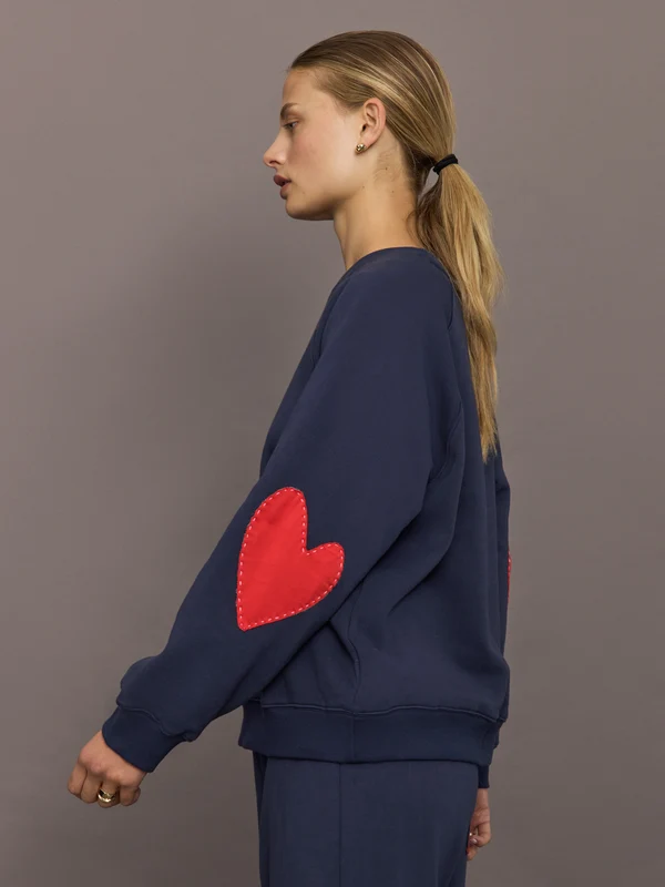 Benton Imperfect Heart Patch Sweatshirt - Indigo Blue Indigo Blue / L