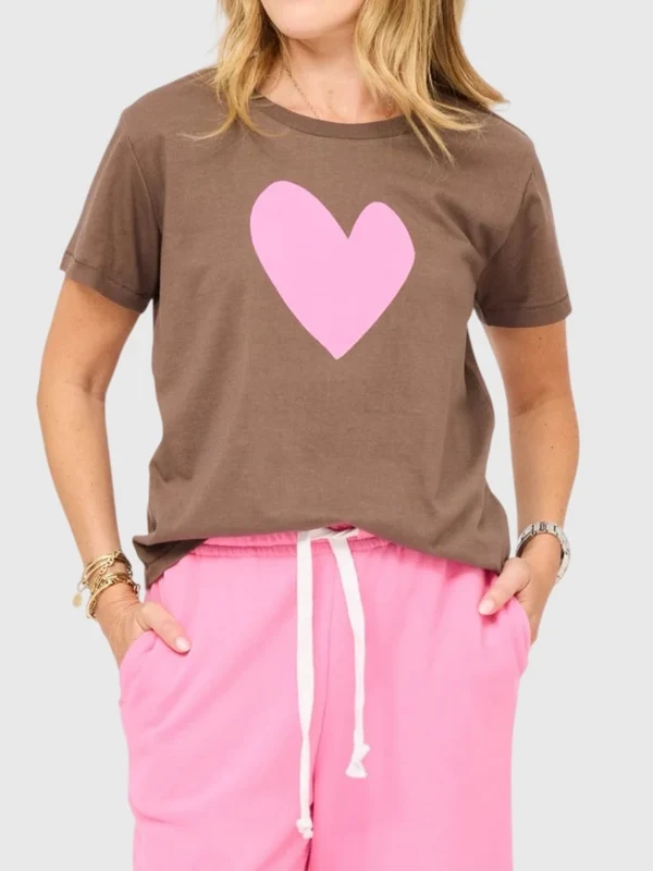 Kerri Rosenthal Women's Suke Imperfect Heart Tee M / CARAMEL EARTH PALM PINK