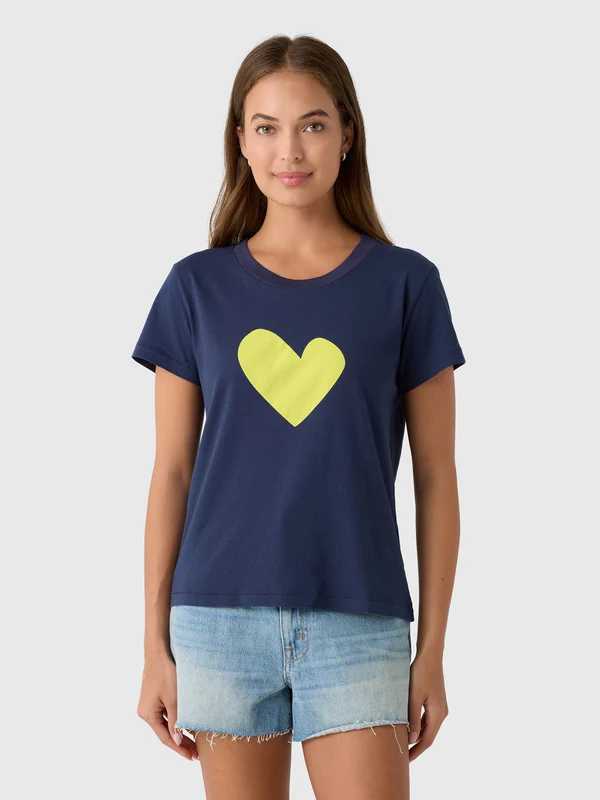 Kerri Rosenthal Women's Suke Imperfect Heart Tee XS / Indigo Blue-Cactus