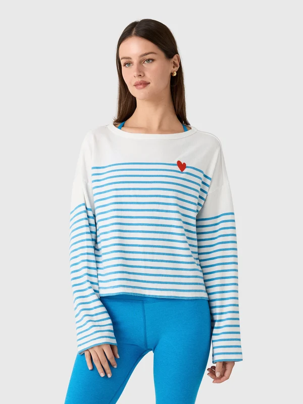 Kerri Rosenthal Women's Artist Long Sleeve Stripe Tee L / Cloud-Solvang Blue