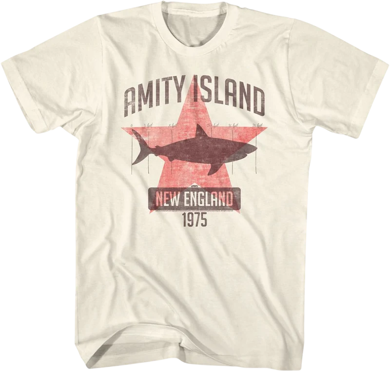Amity Island Shark Star Jaws T-Shirt Large