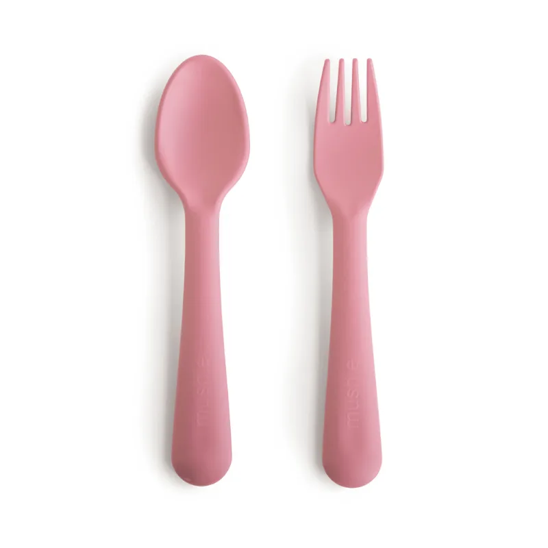 Kit Garfo e Colher PP Rosa Cereja Mushie