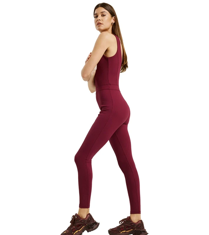 Year of Ours Ribbed Reformer Onesie Dark Cherry / S