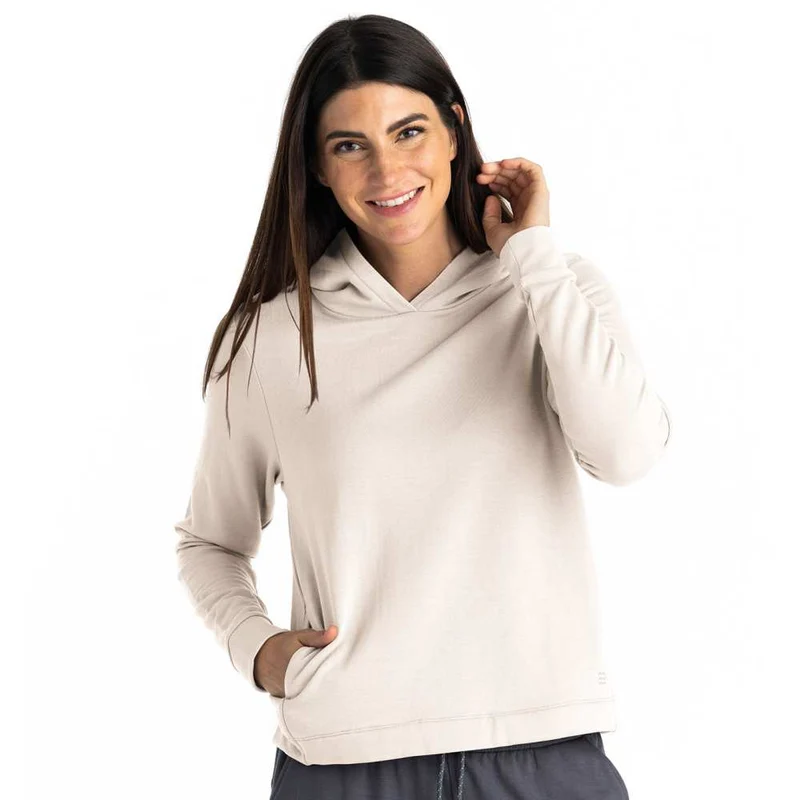 Free Fly Women's Bamboo Lightweight Fleece Cropped Hoodie STONE / SM