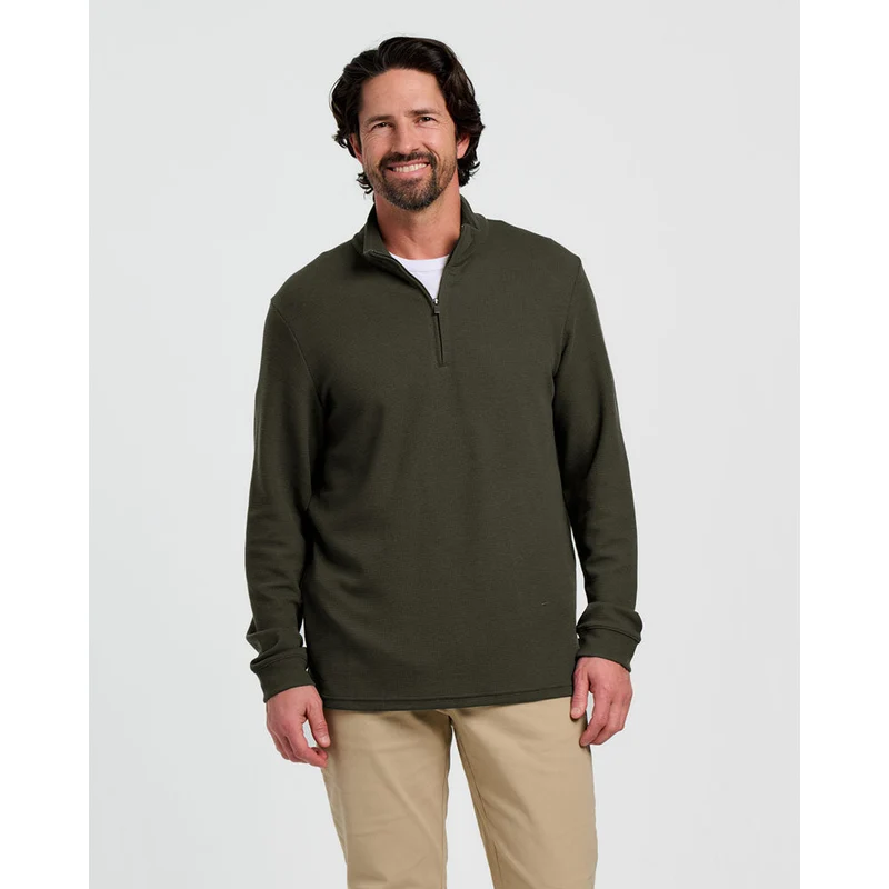 Men's Waffle Quarter Zip Dark Forest / S