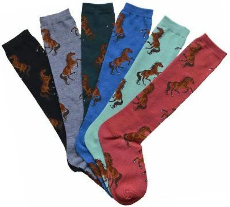 AWST Intl Ladies Lila Bay Horse Knee Socks 6 Assorted Colors / Ladies 9-11