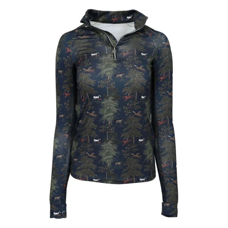 Dapplebay Autumn Toile 1/4 Zip Riding Top Navy / XXS