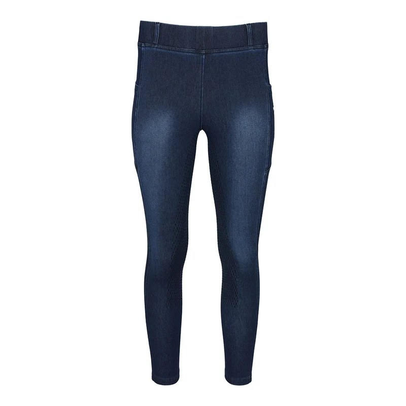 Equine Couture Ladies Denim FS Tights with Phone Pocket Denim / X-Large