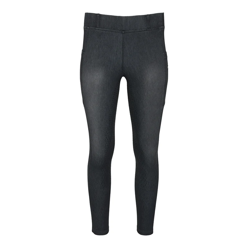 Equine Couture Ladies Denim FS Tights with Phone Pocket Graphite / Medium