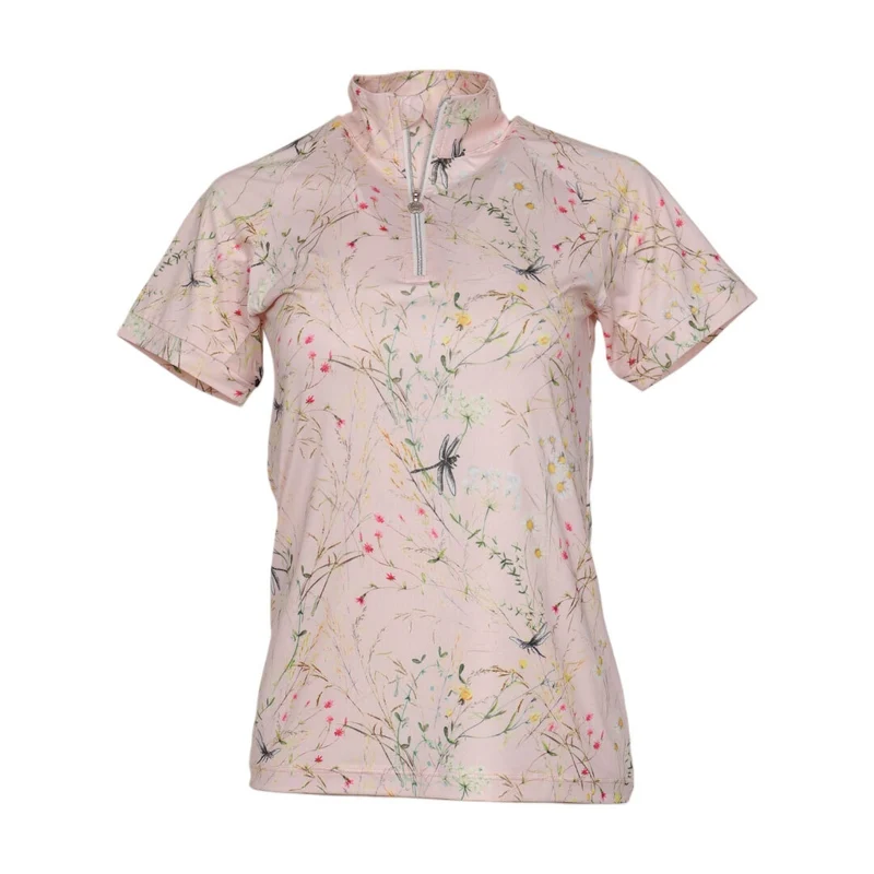 Dapplebay Ladies Dragonfly Meadow 1/4 Zip SS Riding Top Light Pink / X-Small