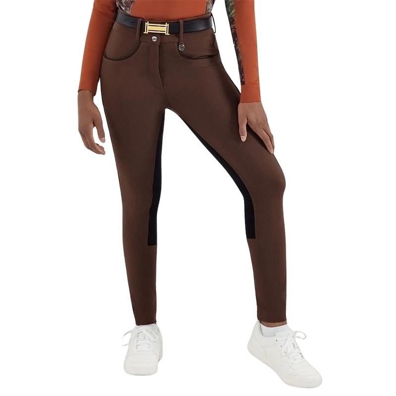 Dapplebay Ladies Pro Ribbed FS Suede Breeches Chocolate / 34