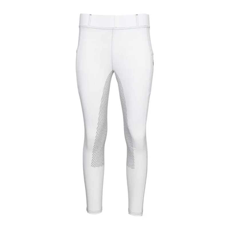 Equine Couture Ladies Silicon FS Tights with Phone Pocket White / Medium