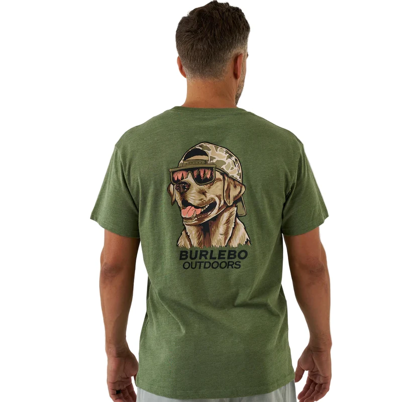 Burlebo Men's Mallard Camo Dog Short Sleeve Tee HEATHER OLIVE / SM