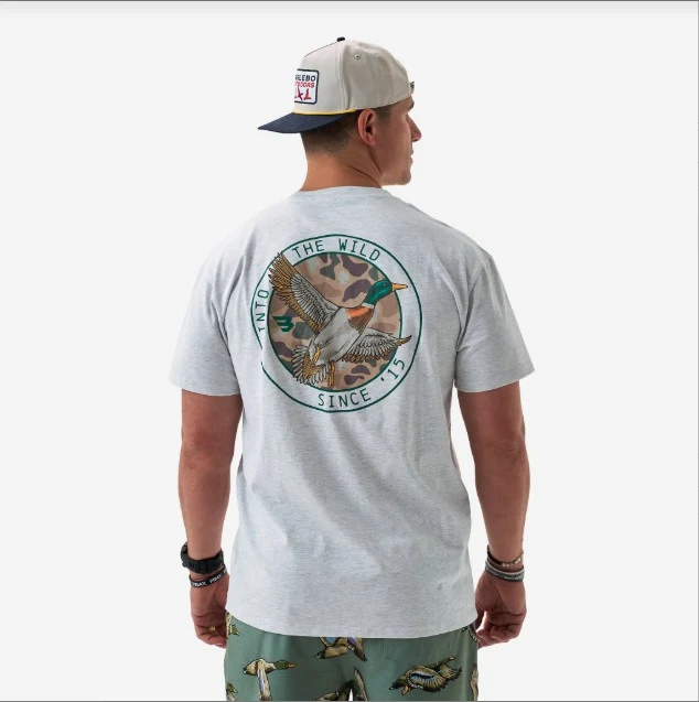 Burlebo Men's Camo Mallard Duck T-shirt HEATHER ASH GREY / LARG