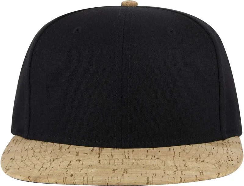 OTTO 125-978 "OTTO Snap" 6 Panel Pro Style Snapback Cap - Cork/Blk Black Brown-Light / 6 1/2" - 7 5/8"