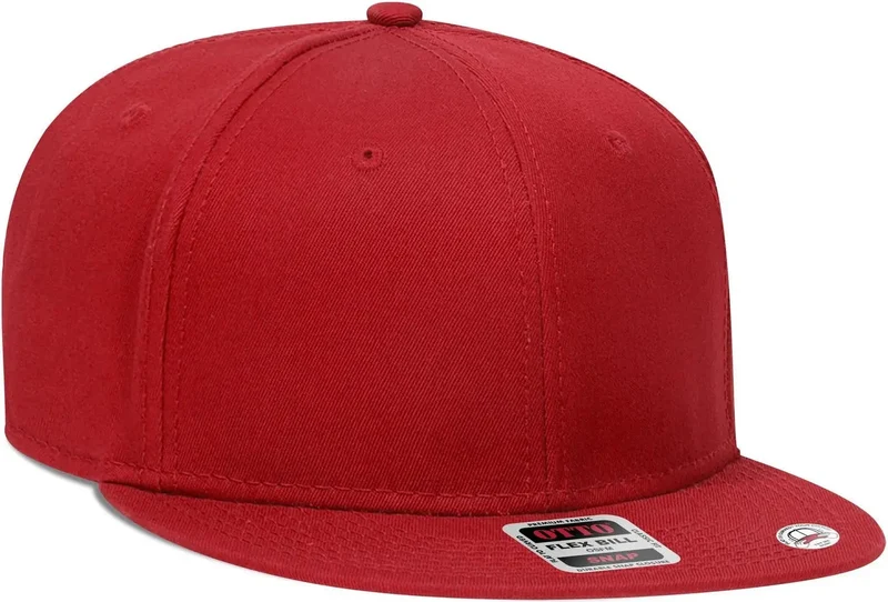 OTTO 125-1038 “Snap” 6 Panel Pro Style Snapback Cap - Red Red / 6 1/2" - 7 5/8"