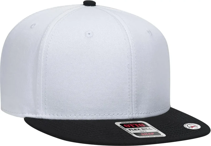 OTTO 125-1038 “Snap” 6 Panel Pro Style Snapback Cap - Blk/Wht/Wht Gray-Light Black / 6 1/2" - 7 5/8"