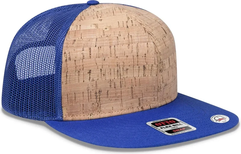 OTTO 141-1070 "OTTO Snap" 6 Panel Pro Style Mesh Back Trucker Snapback Cap - Ryl/Crk/Ryl Blue-Royal Brown-Light / 6 1/2" - 7 5/8"