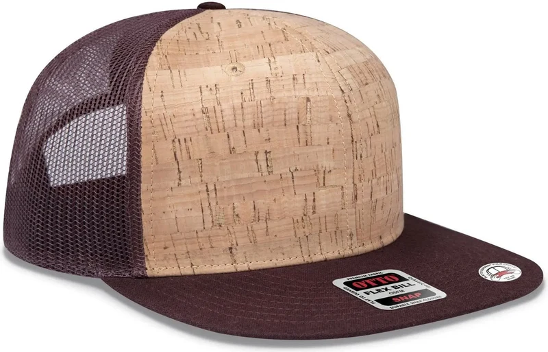 OTTO 141-1070 "OTTO Snap" 6 Panel Pro Style Mesh Back Trucker Snapback Cap - D.Brn/Cork/D.Brn Brown-Light Brown-Dark / 6 1/2" - 7 5/8"