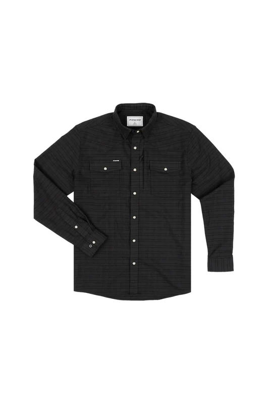 Poncho The Grey Beard Western Flannel Shirt for Men in Black/Brown M / Black Brown Tan Plai