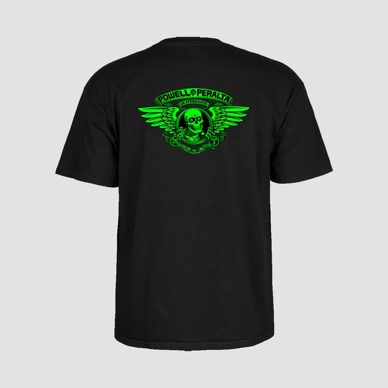 Powell Peralta Winged Ripper T-Shirt Green Blacklight Black Medium / Green Blacklight Black
