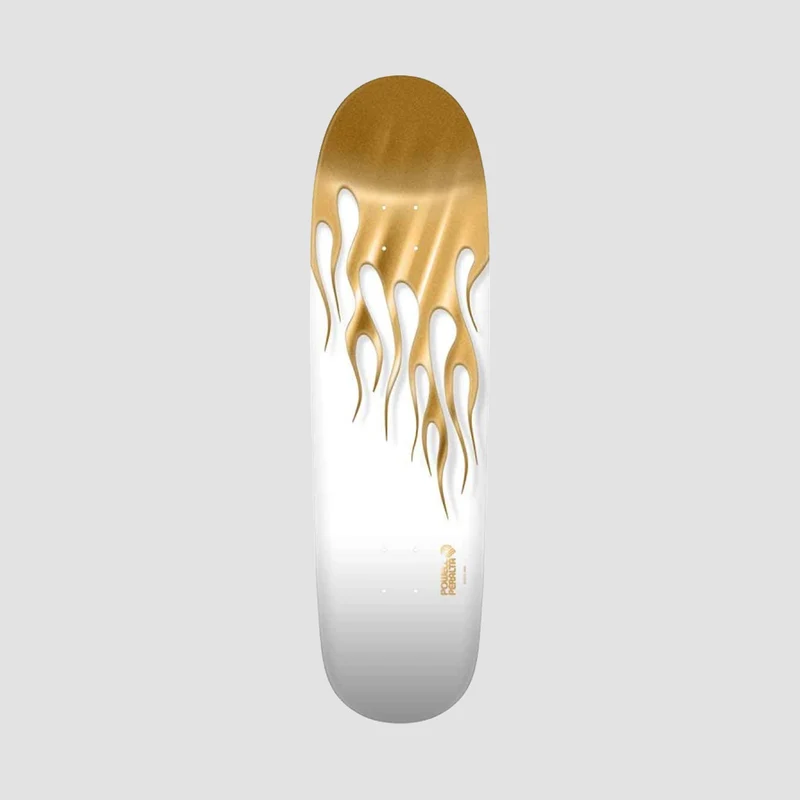 Powell Peralta Nitro Hotrod Flames Reissue Skateboard Deck White/Gold Foil - 9.375" 9.375 Inches / White/Gold Foil