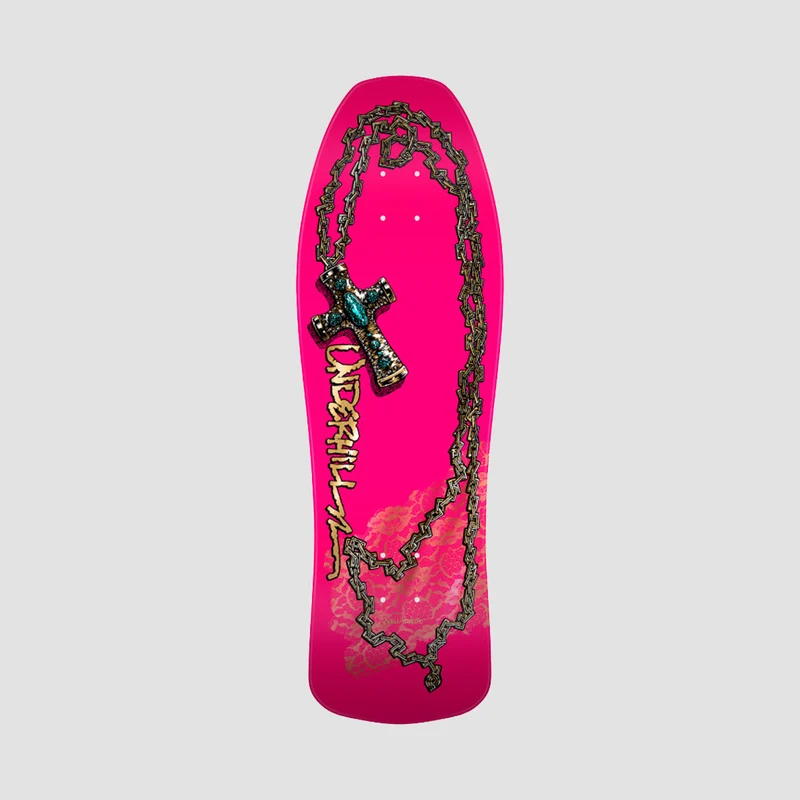 Powell Peralta Ray Underhill Cross Reissue Skateboard Deck Burgundy/Gold - 10" 10.00 Inches / Pink/Gold Foil