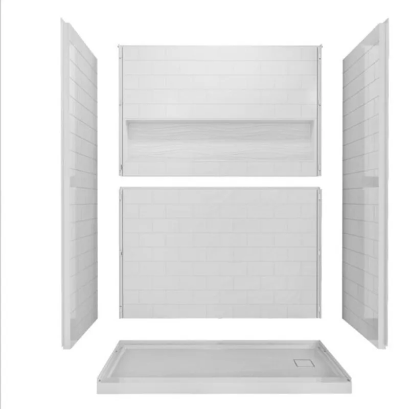 Vanity Art 60 x 32-in Right Drain Shower Kit with 4 Panels and Wall Shelf - White