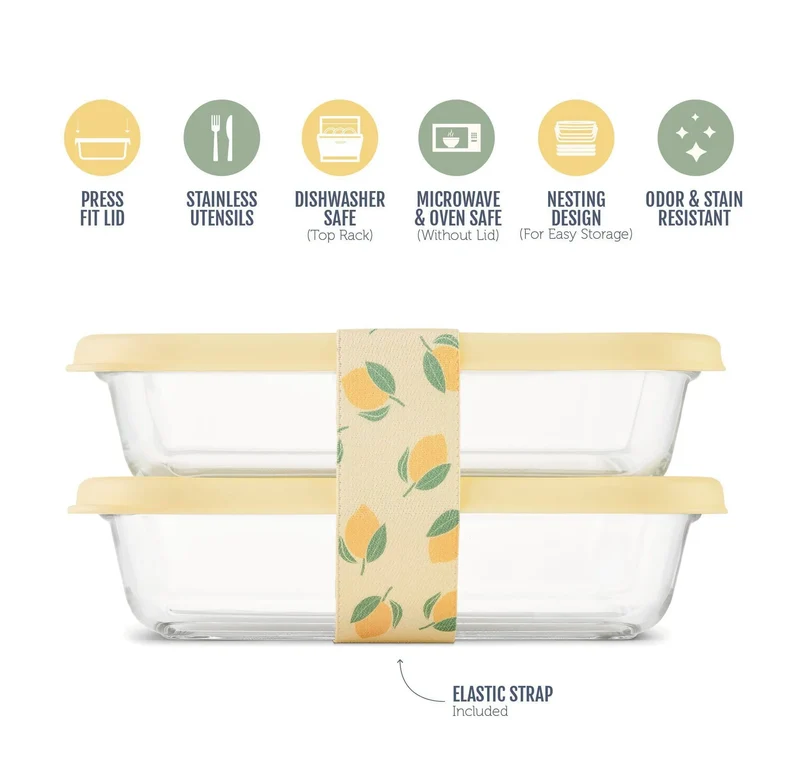 Everyday 7-Piece Lunch Stack Food Storage Containers - Lemon Yellow Open Box
