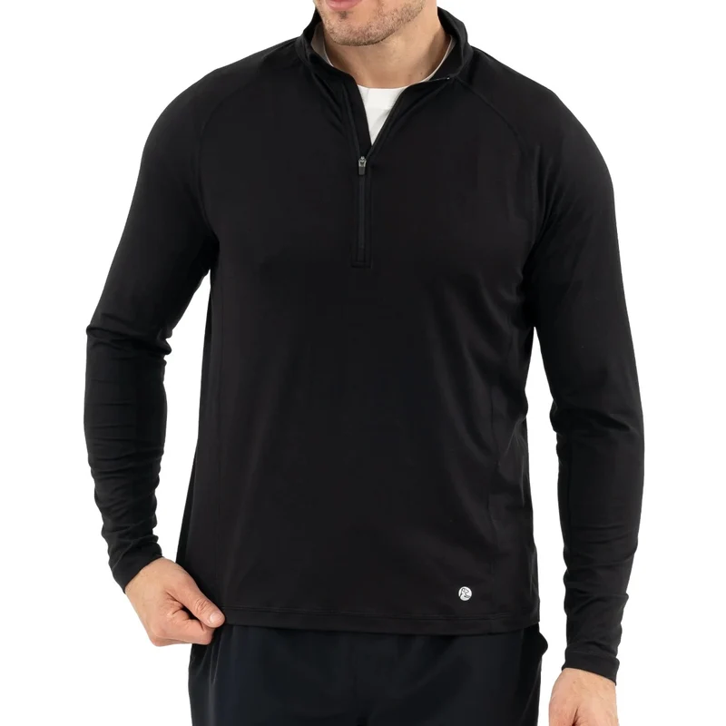Rhoback Men's Tailwind Performance Q-Zip SOLID - MIDNIGHT BLACK / SM