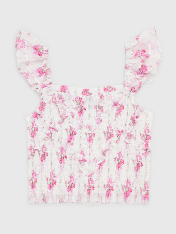 J. Marie Girls' The Hallie Ruched Top M (10) / WHITE