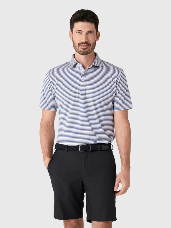 Holderness & Bourne Men's The Fleming Polo M / PACIFIC BLUE/HEATHERED DUNE/WHITE