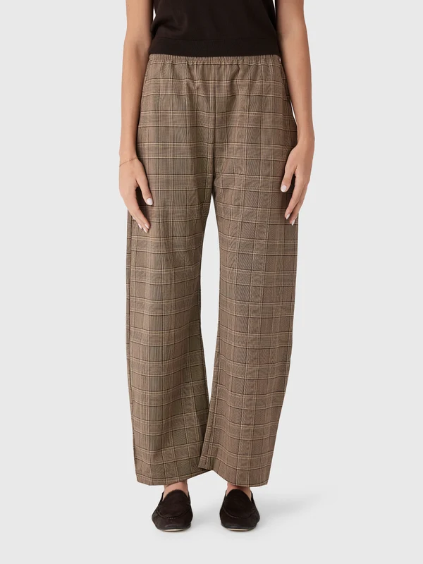 Leset Women's Mia Pocket Pant M / CAMEL PLAID