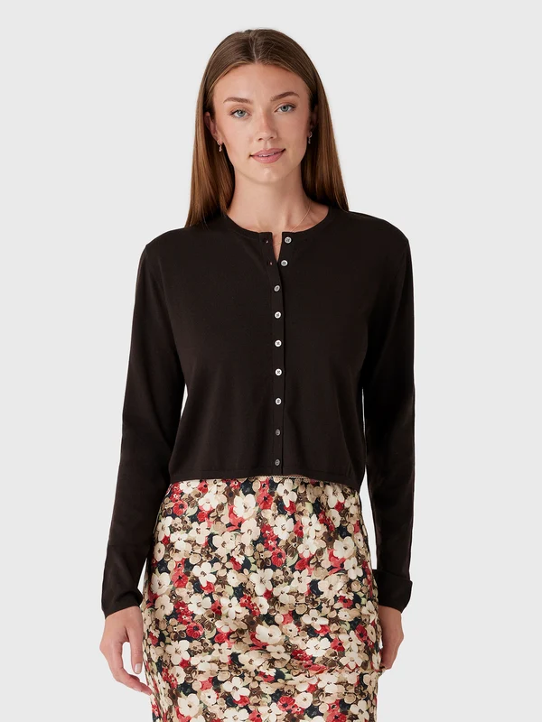 Leset Women's James Crew Cardigan M / CHOCOLATE