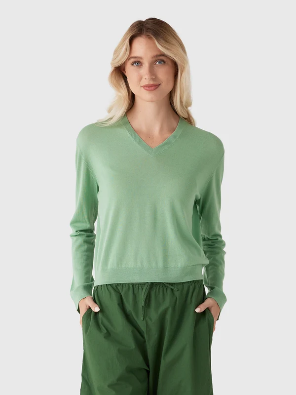 Leset Women's James Classic V-Neck L / PISTACHIO